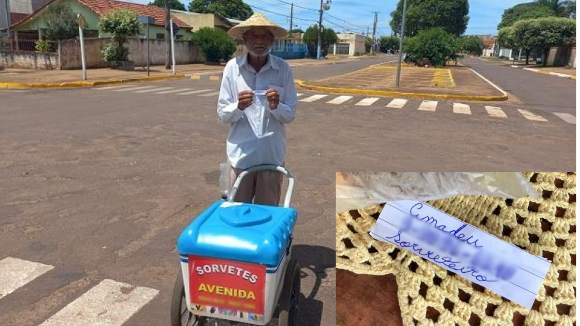 Idoso vendedor de picolé dá cartão feito à mão para 'fidelizar' cliente e sensibiliza cidade de MS