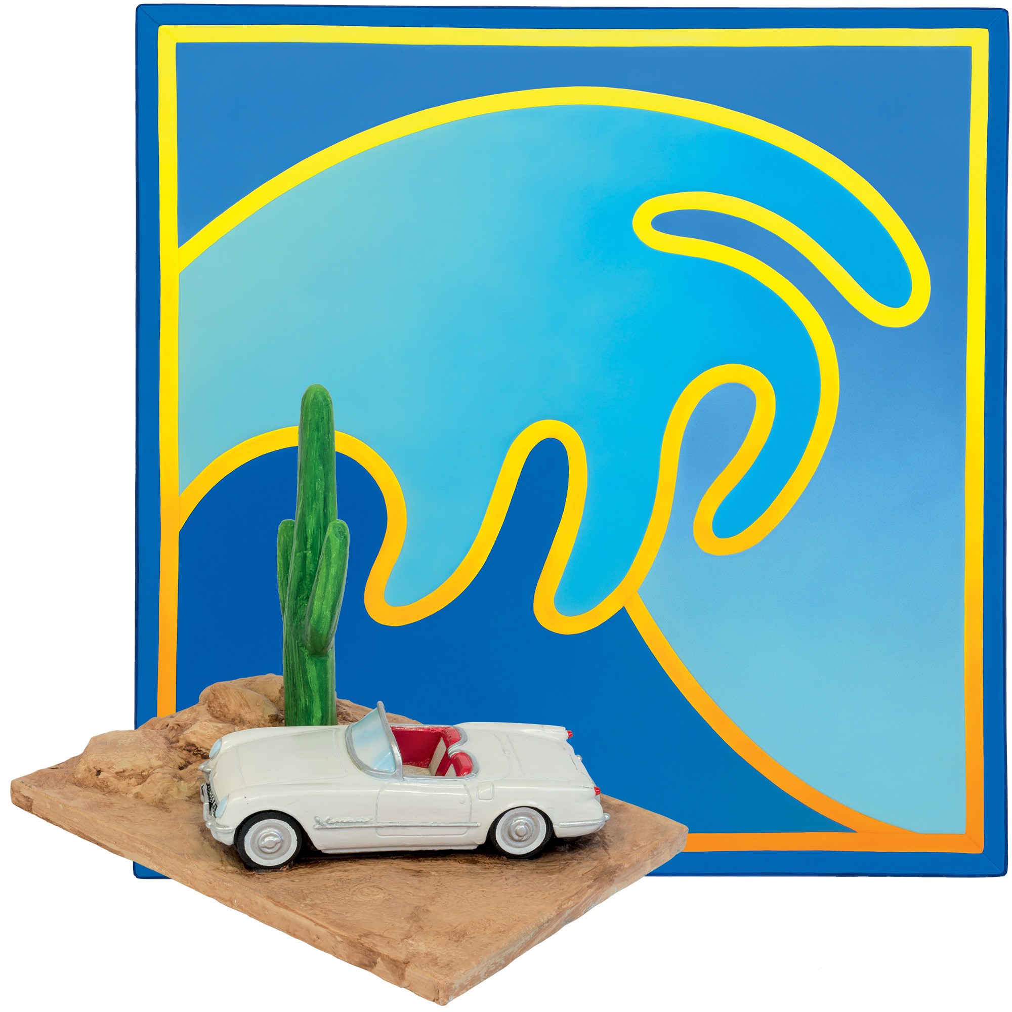 California dream: À esq. a obra The Wave; a escultura Desperado que inspirou a embalagem da fragrância Cactus Garden (Foto: divulgação)