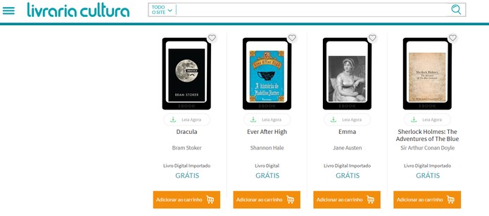 Livraria Cultura tem e-books importados gratuitos (Foto: Reprodução/Livraria Cultura) Livraria Cultura tem e-books importados gratuitos (Foto: Reprodução/Livraria Cultura)
