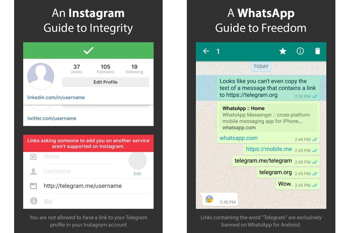Links de outras redes sociais funcionam no Instagram e no WhatsApp; menos Telegram (Foto: Divulgação/Telegram)
