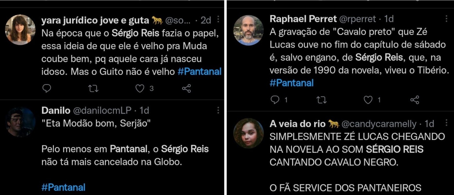 Público de Pantanal percebe citação a Sérgio Reis (Foto: Reprodução/Twitter)