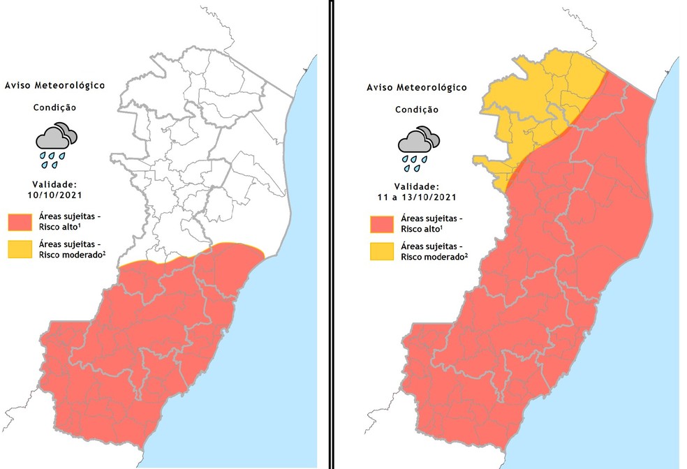 Incaper emitiu alerta de chuvas fortes para três regiões do ES — Foto: Divulgação/Incaper