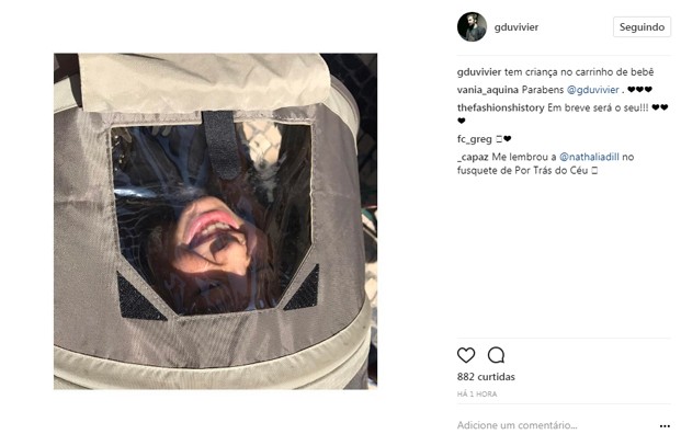 Após revelação de que será pai, Duvivier posta foto de Flor Gil, filha de Bela Gil, em carrinho de bebê (Foto: Reprodução/Instagram)