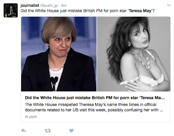 Uma piada com a confusão envolvendo Theresa May e Theresa May (Foto: Twitter)