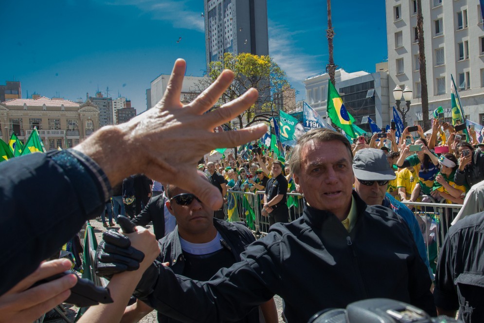 Candidato à reeleição, Jair Bolsonaro participa de motociata e comício em Campinas, interior de São Paulo. — Foto: Edilson Dantas / O Globo