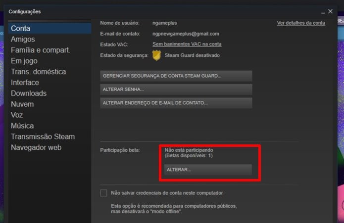 Entrada no Beta do Steam dá acesso a funções antes do público em geral (Foto: Reprodução/Felipe Demartini)