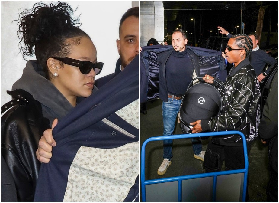 Rihanna e ASAP Rocky deixam Milão com o filho