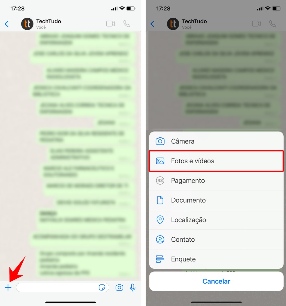 É preciso enviar uma foto normalmente no WhatsApp para bloquear print — Foto: Reprodução/Rodrigo Fernandes