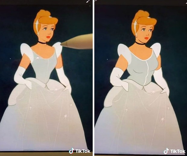Wyethe fez uma série de posts na redes sociais, mostrando o "antes e depois" de personagens de desenhos animados (Foto: Reprodução/Tiktok)
