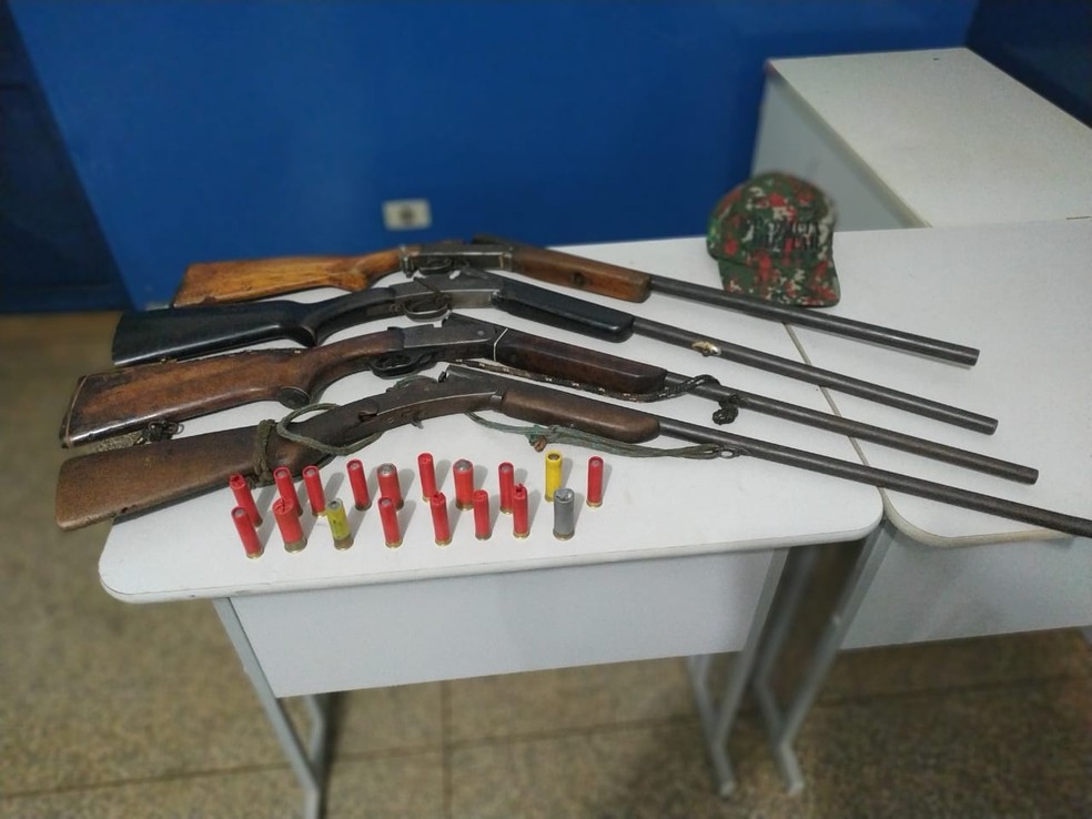 Armas apreendidas pela PMA em município de MS  Foto: PMA/Divulgação