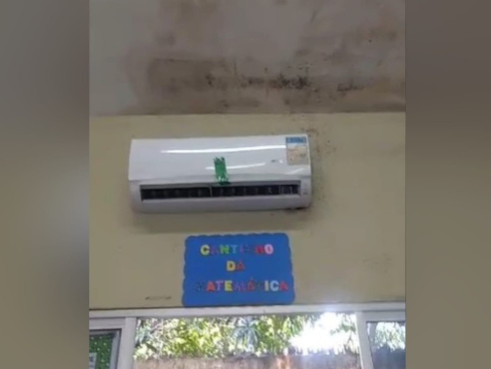 O aparelho de ar-condicionado será imediatamente providenciado o seu conserto, diz Secretaria de Educação de Horizonte. — Foto: Reprodução/TV Verdes Mares