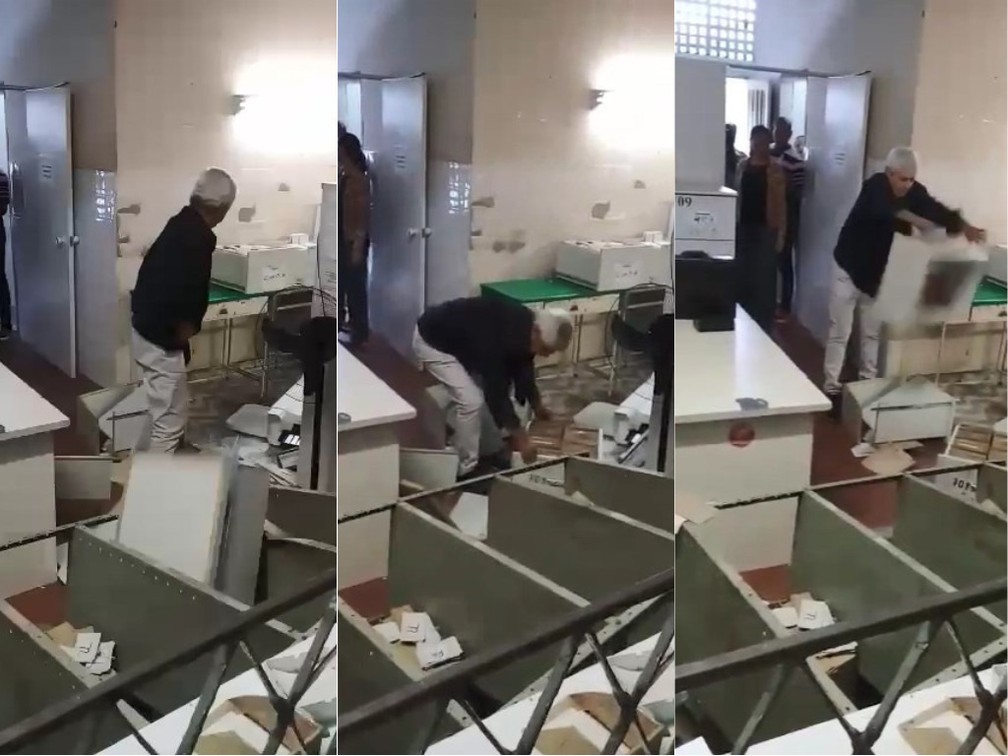 Imagens mostram médico fazendo o quebra-quebra no posto de saúde (Foto: VC no ESTV)
