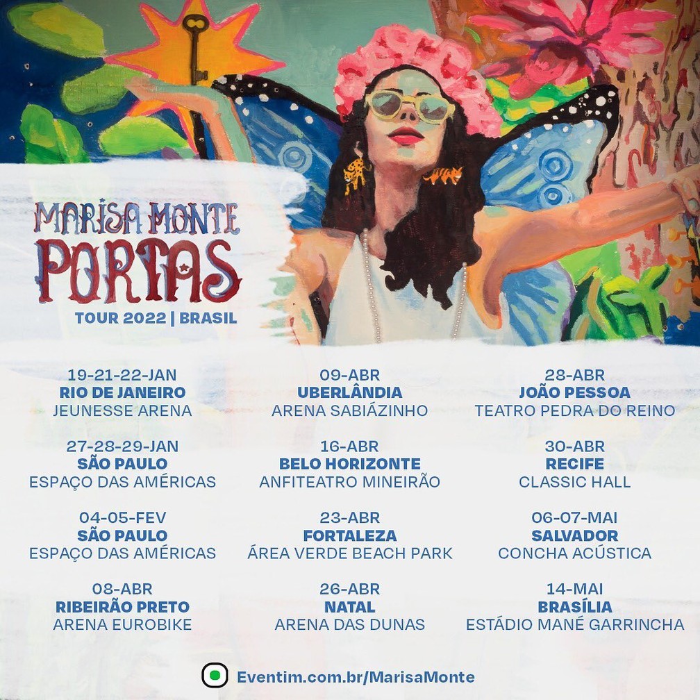 Marisa Monte anuncia turnê do álbum 'Portas' para 2022 — Foto: Reprodução/Instagram/MarisaMonte