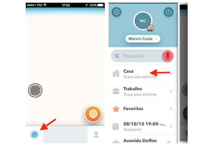 Acessando as configurações para endereço de casa do Waze no iPhone (Foto: Reprodução/Marvin Costa)
