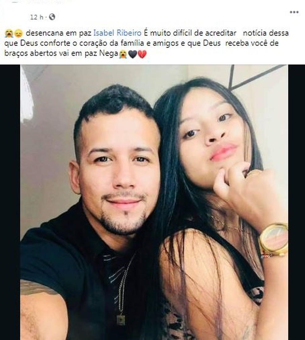 Isabel Ribeiro morreu quatro meses depois de esposo, Uillian Viana, morrer em acidente de trânsito — Foto: Facebook/Reprodução