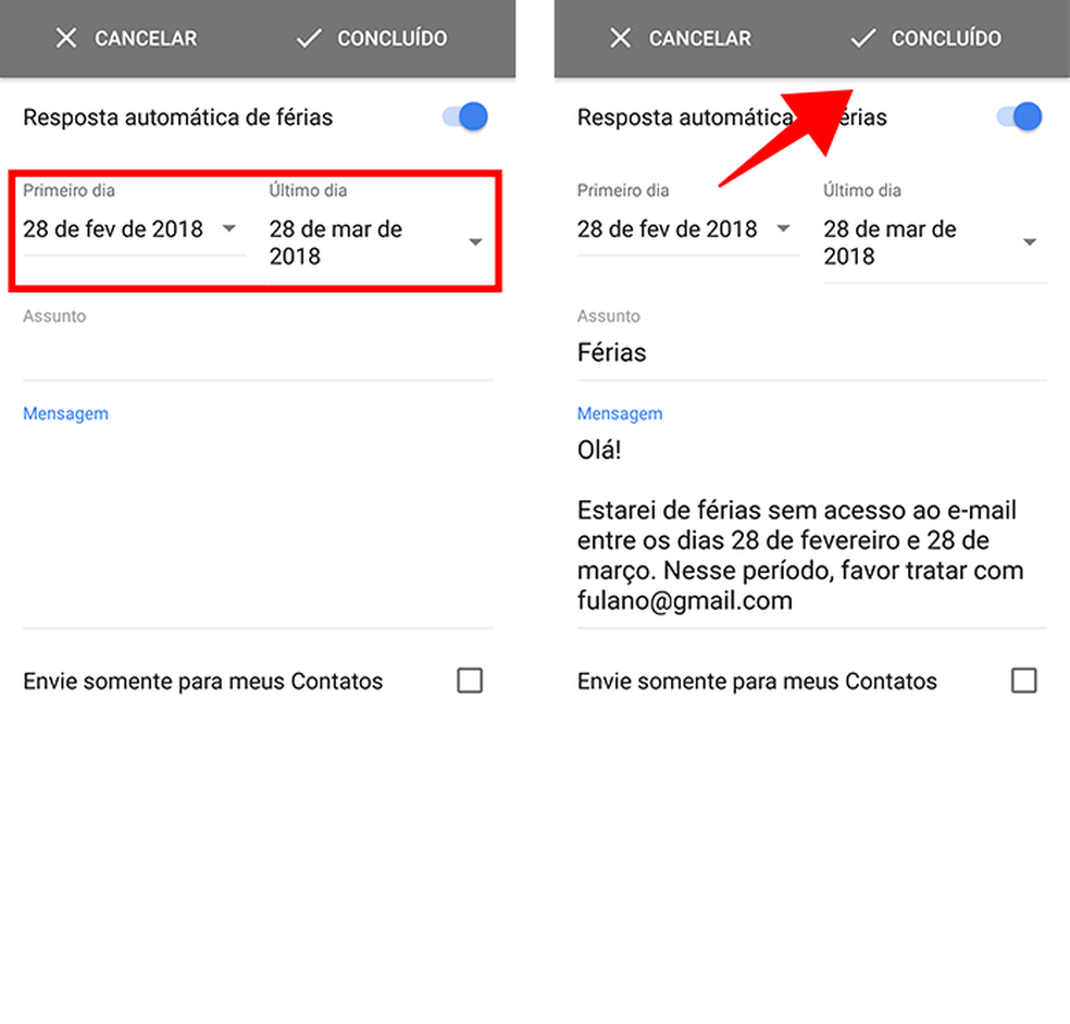Programa um período para enviar respostas automáticas e crie a mensagem (Foto: Reprodução/Paulo Alves)