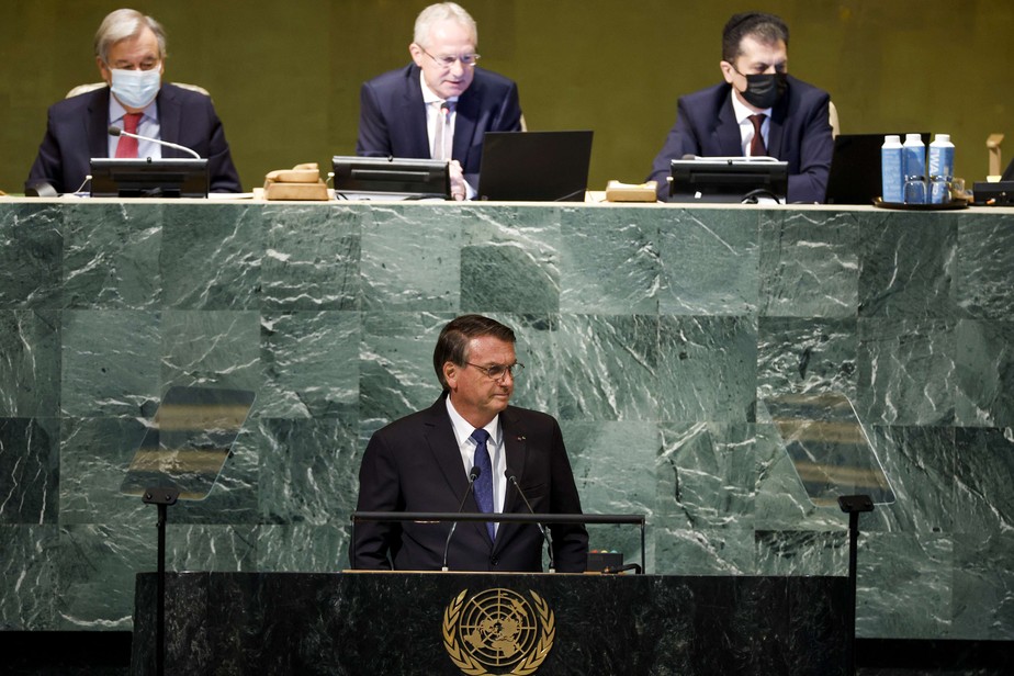 Bolsonaro durante discurso na Assembleia-Geral da ONU