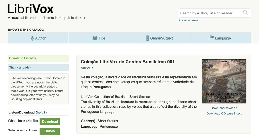 LibriVox apresenta acervo digital e gratuito de audiobooks — Foto: Reprodução/Barbara Mannara