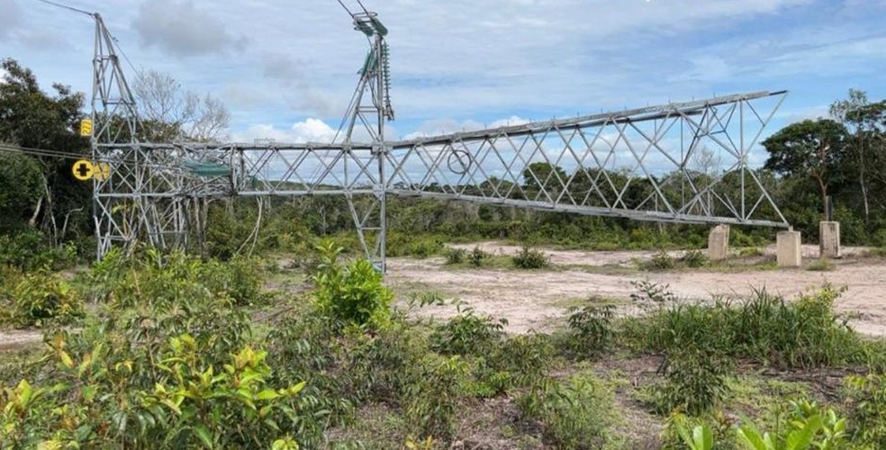 Torre de energia é derrubada em Rondônia — Foto: Aneel/Divulgação
