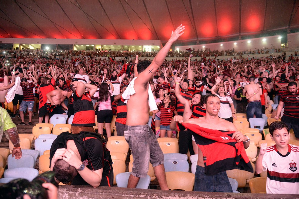 Torcida do Flamengo no Maracanã na final da Libertadores — Foto: André Durão / GloboEsporte.com
