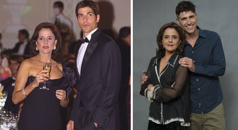 Marieta Severo e Reynaldo Gianecchini em dois momentos da carreira: Laços de Família, em 2000, e Verdades Secretas, em 2015 (Foto: TV Globo)