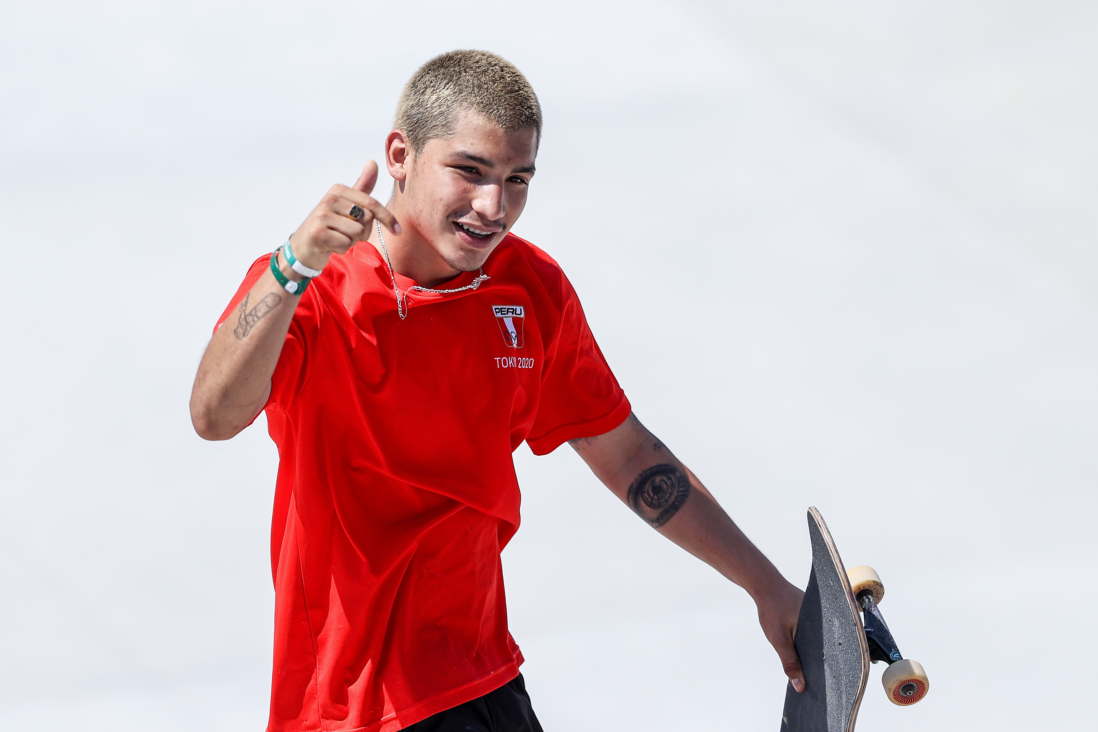 Angelo Caro hoje, durante a final do skate nos Jogos Olímpicos de Tóquio 2020 (Foto: Getty Images)