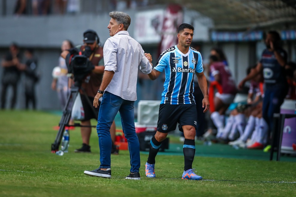 Renato projeta evolução de Suárez com o passar dos jogos — Foto: Lucas Uebel/Grêmio