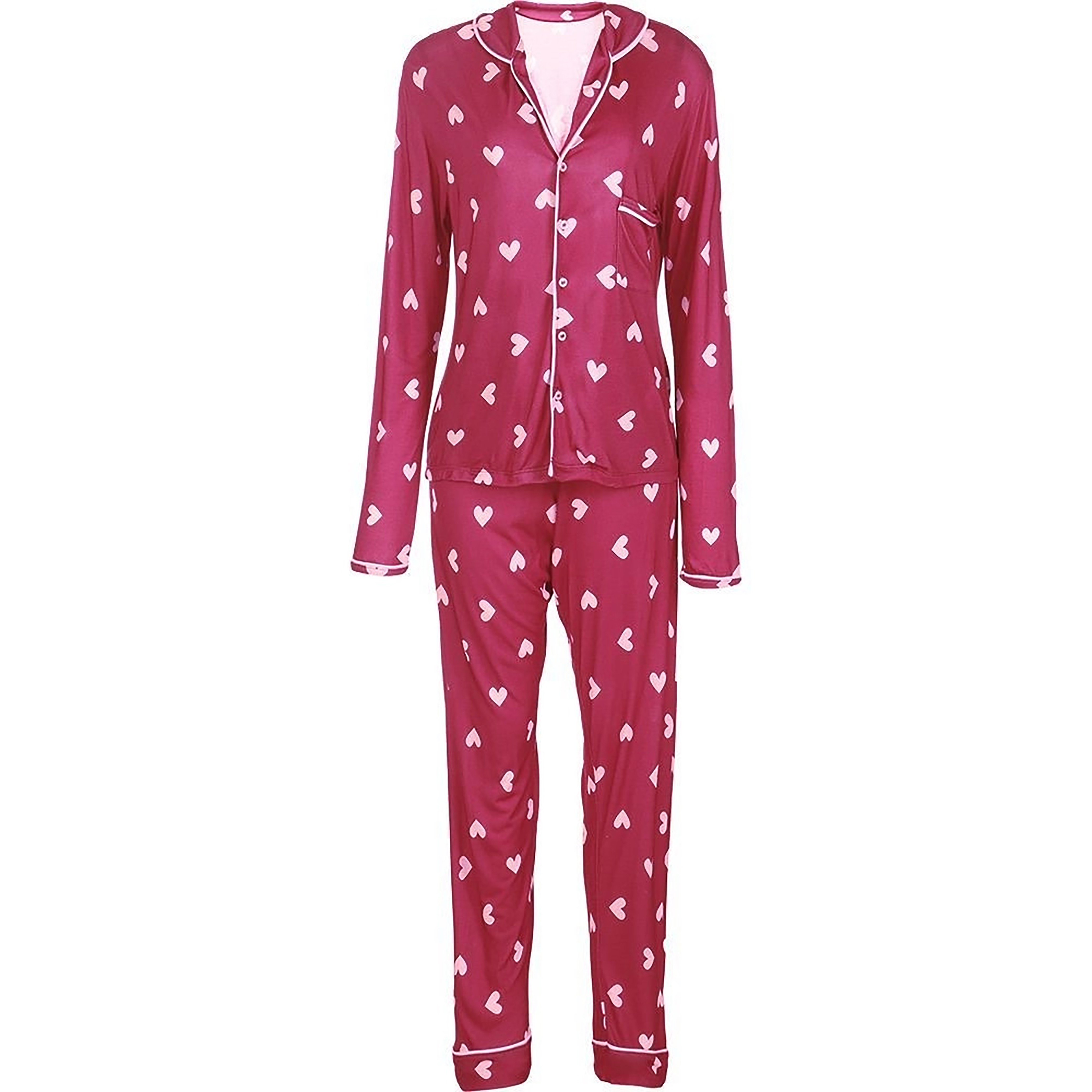 Em tempos de pandemia, pijama novo é quase uma roupa de luxo! (Pijama Longo com botões 100% Algodão Coração, Coleção Amor Infinito,, ShopTime, R$219,99) (Foto: Divulgação)