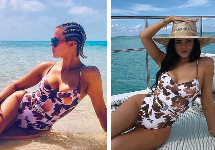 As irmãs Khloé Kardashian e Kylie Jenner com o mesmo maiô (Foto: Instagram)