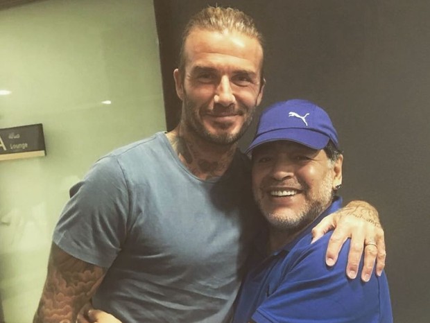 David Beckham e Diego Maradona (Foto: Reprodução/Instagram)