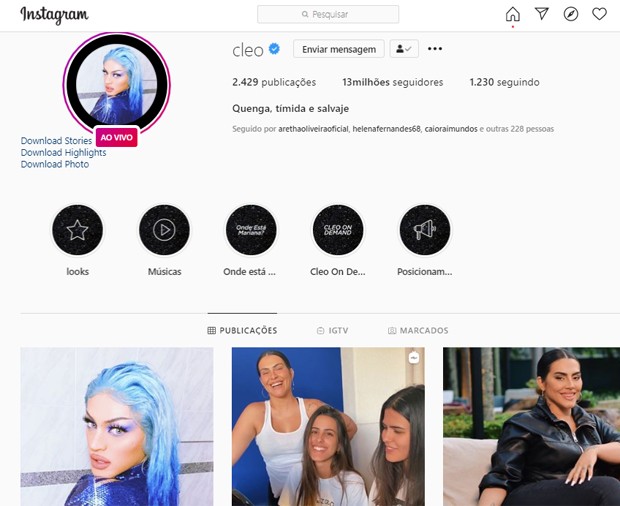 Pabllo Vittar invade Instagram de Cleo (Foto: Reprodução/Instagram)
