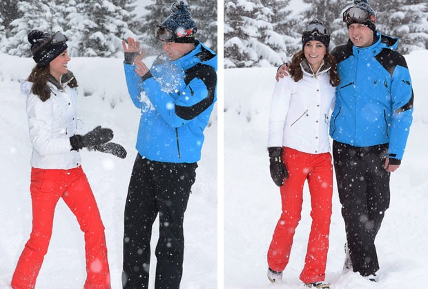 Kate e Will brincam na neve juntos e posam para o fotógrafo (Foto: John Stillwell)
