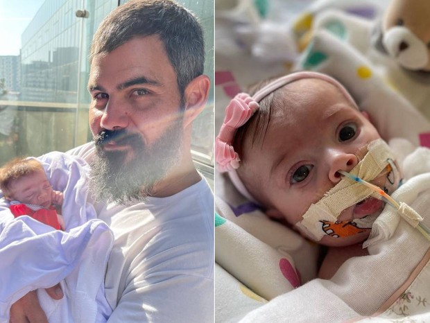 Juliano Cazarré com a filha caçula, Maria Guilhermina (Foto: Reprodução/Instagram)