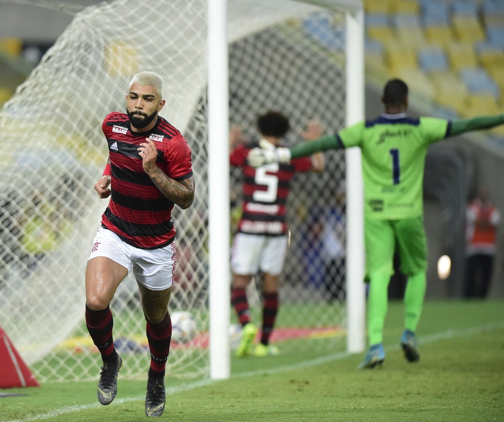 Gabriel Barbosa marcou os dois gols da vit&oacute;ria sobre o Madureira &mdash; Foto: Andr&eacute; Dur&atilde;o