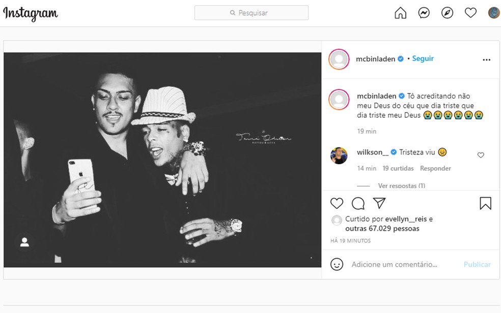 MC Bin Laden e MC Kevin em foto postada por Bin Laden no Instagram neste domingo (16) — Foto: Reprodução/Instagram/MC Bin Laden