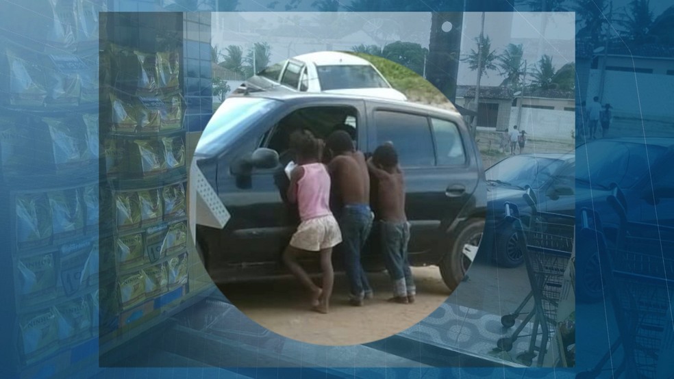 Crianças que dormiam embaixo de ônibus aparecem em fotos do dia do acidente em Mamanguape, na Paraíba (Foto: Reprodução/TV Cabo Branco)