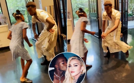 De vestido, David Banda e Estere dançam juntos em vídeo feito por Madonna em casa