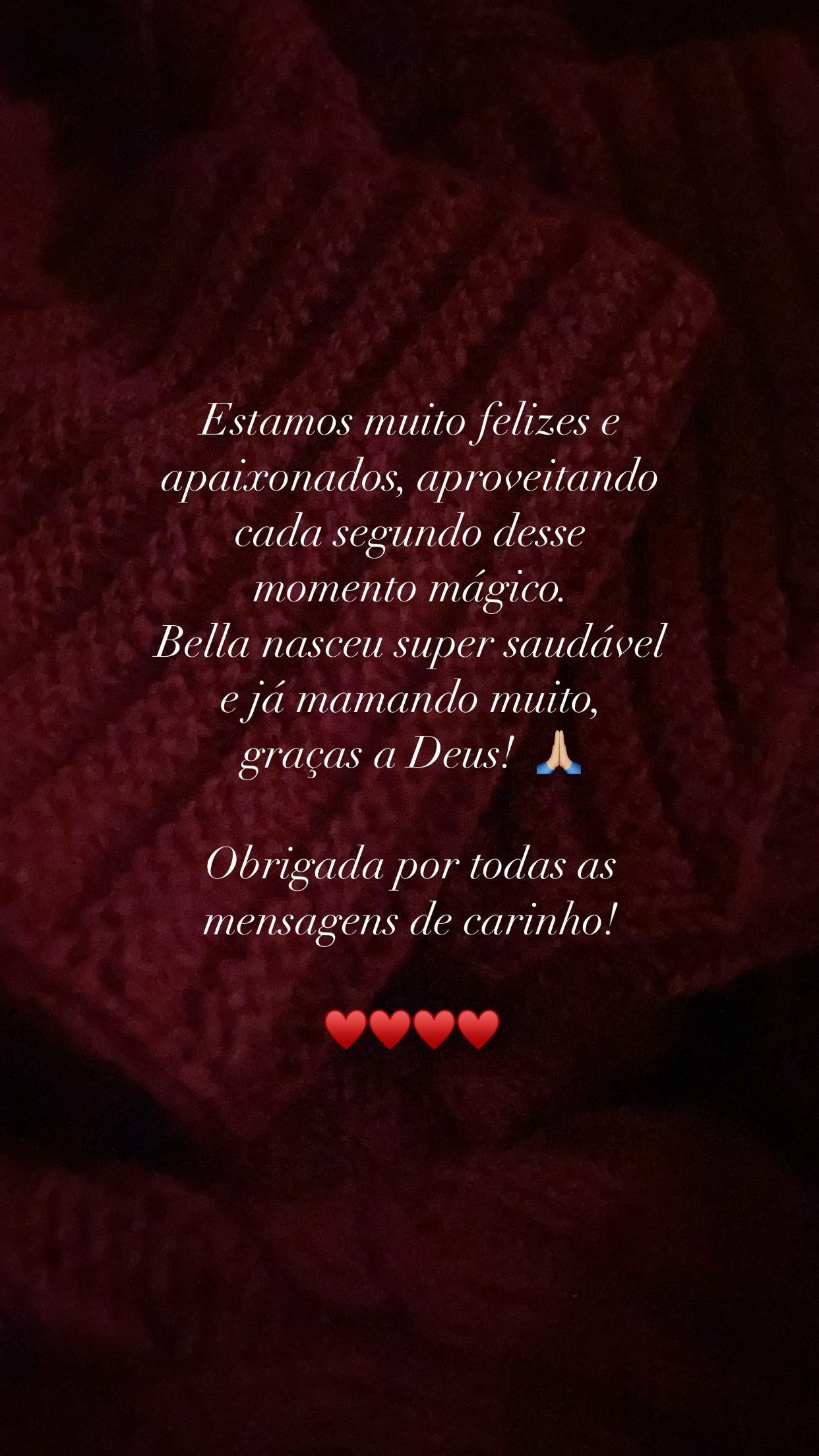 Beatriz Ferraz, mulher de Dilsinho, posta após nascimento da filha do casal, Bella (Foto: Reprodução/Instagram)