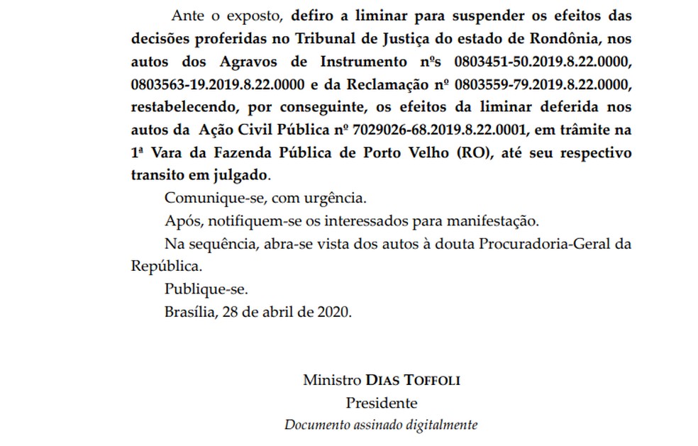 STF suspende pagamento de pensões de R$ 25 mil a ex-governadores de RO e dependentes — Foto: Reprodução