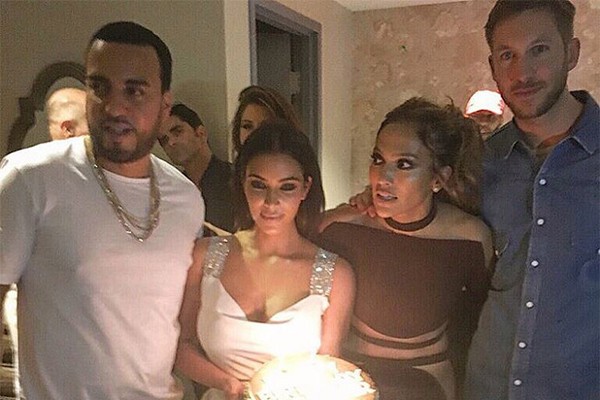 Calvin Harris, Jennifer Lopez, Kim Kardashian e French Montana no aniversário da cantora (Foto: Instagram)