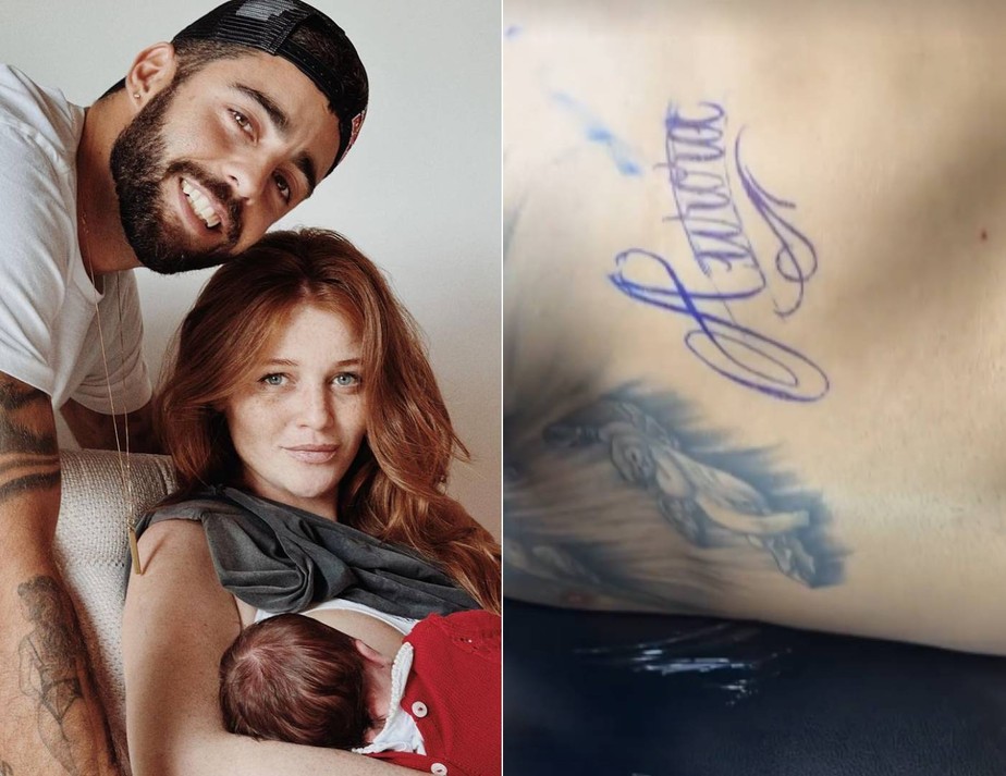 Pedro Scooby mostra início de tatuagem em homenagem a Aurora, sua filha com Cintia Dicker
