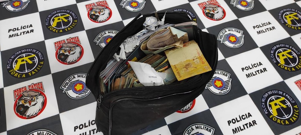 Valores recuperados após roubo em frigorífico de Herculândia — Foto: Polícia Militar/Divulgação