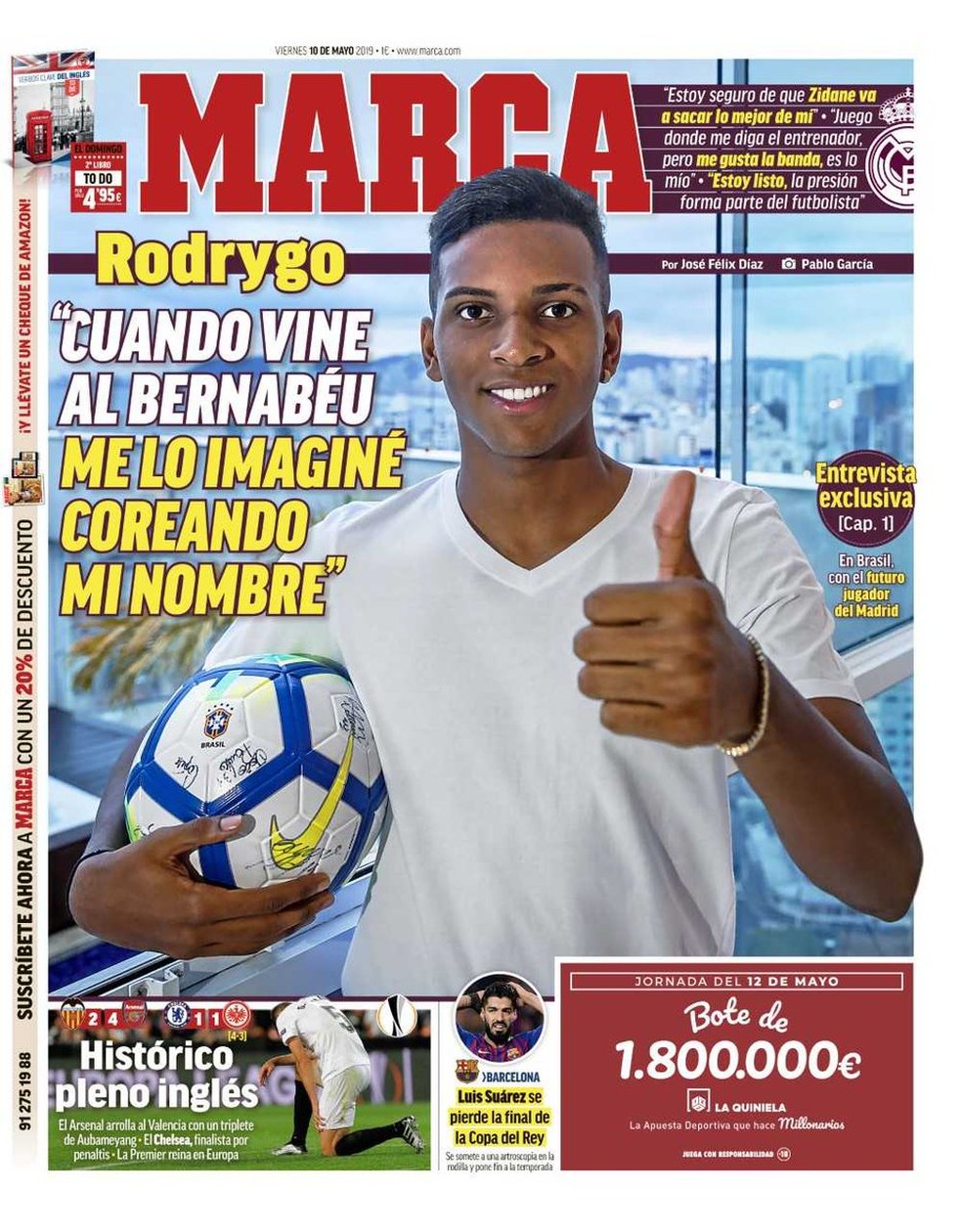 Rodrygo na capa do Marca — Foto: Reprodução / Marca