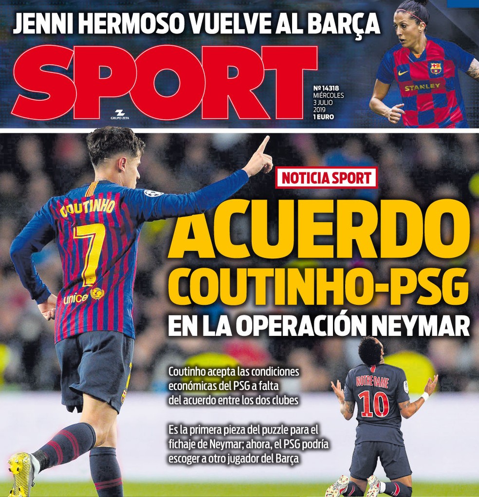 Capa do "Sport" desta quarta-feira — Foto: Reprodução