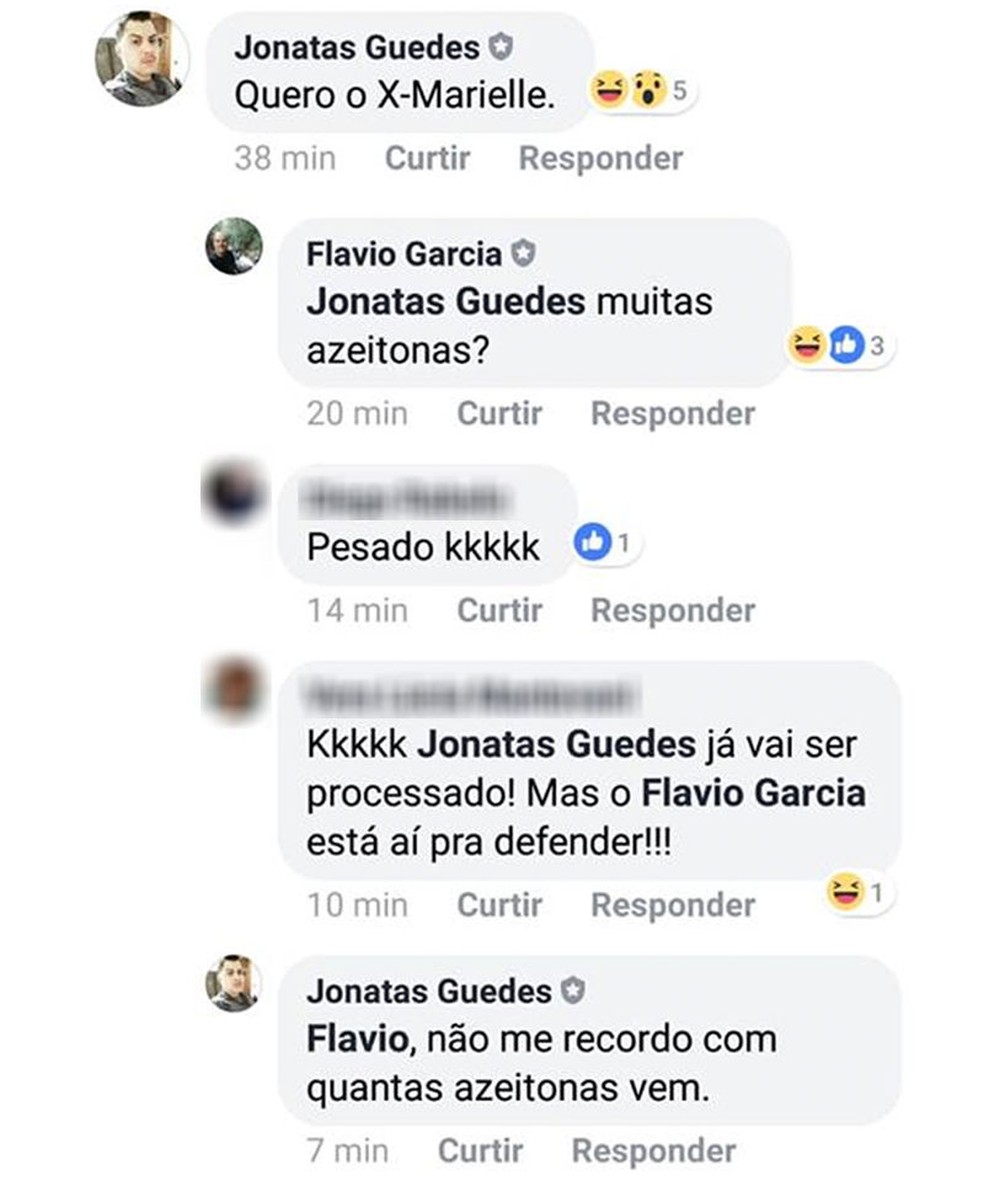 PM e representante da OAB em Salto provocaram polêmica em discussão nas redes sociais sobre lanche — Foto: Facebook/Reprodução