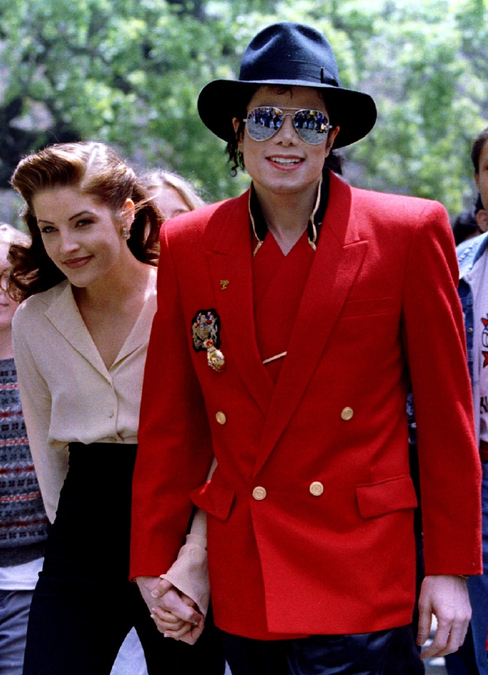 Michael Jackson e Lisa Marie Presley em 18 de abril de 1995 — Foto: REUTERS/Lee Celano/Foto de arquivo