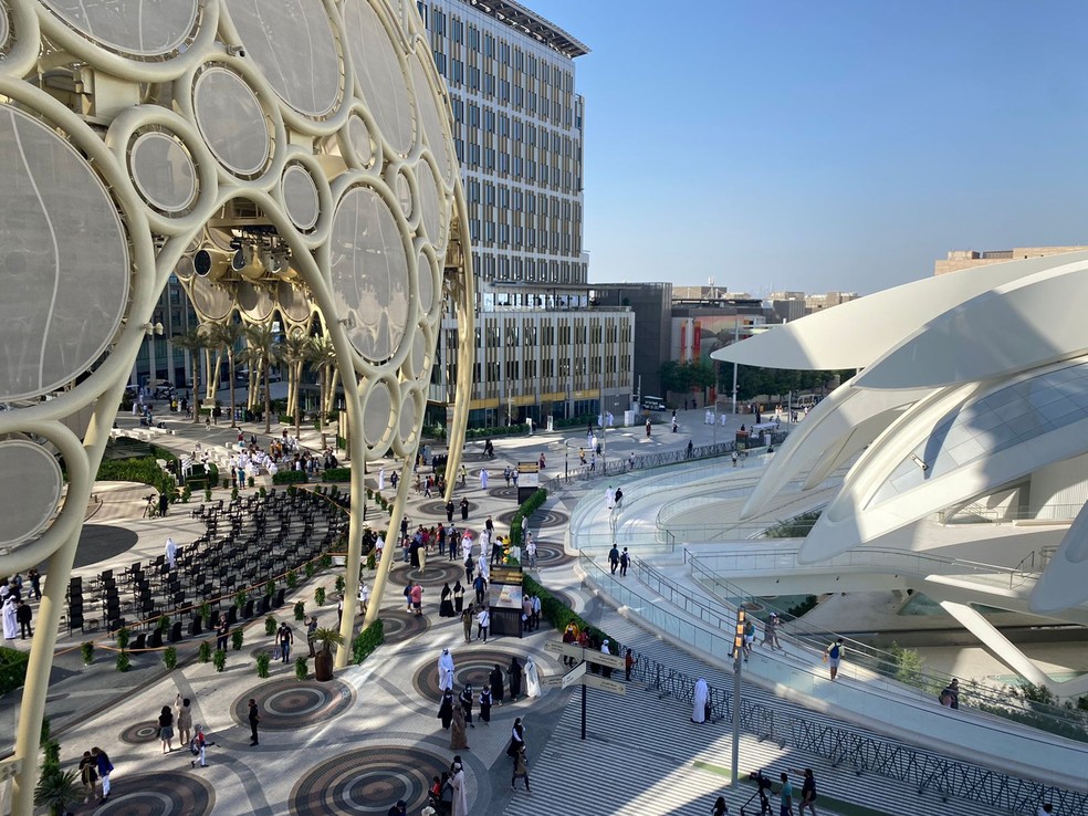 O domo Al Wasl, parte central da Expo 2020 — Foto: Guilherme Mazui/g1