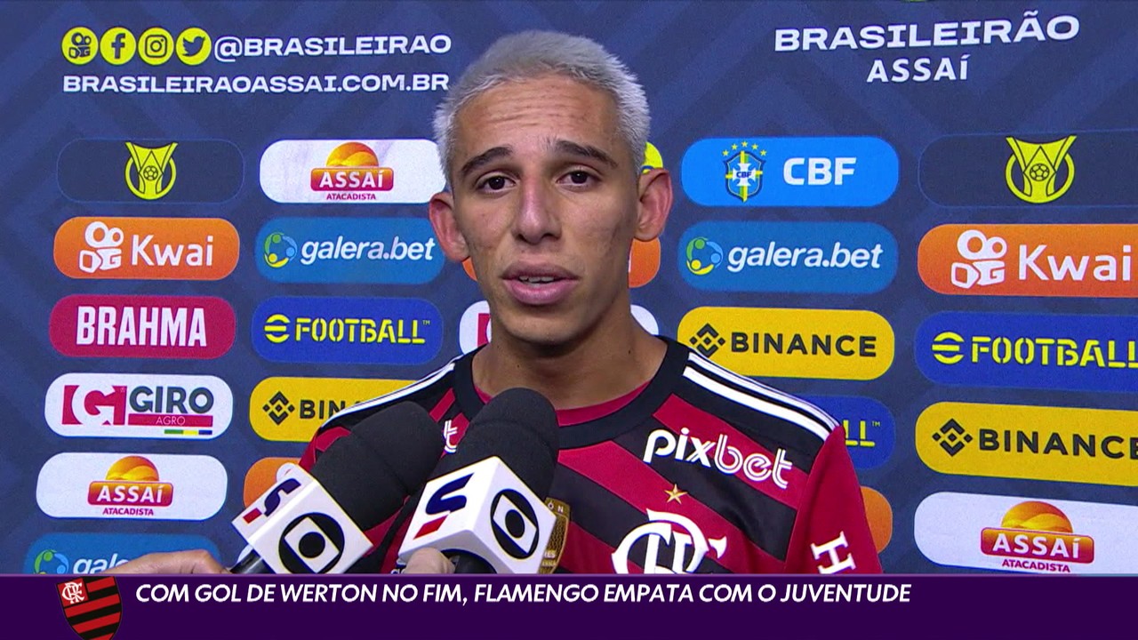 Com gol de Werton no fim, Flamengo empata com o Juventude
