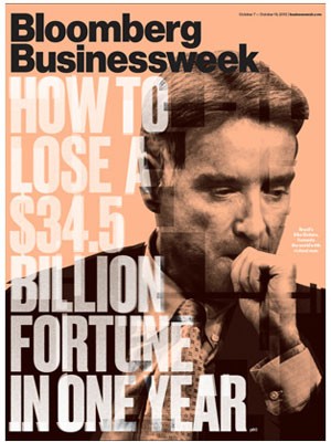 Capa da 'Bloomber Businessweek' irozina como Eike perdeu sua fortuna. (Foto: Reprodução/Bloomberg Businessweek)