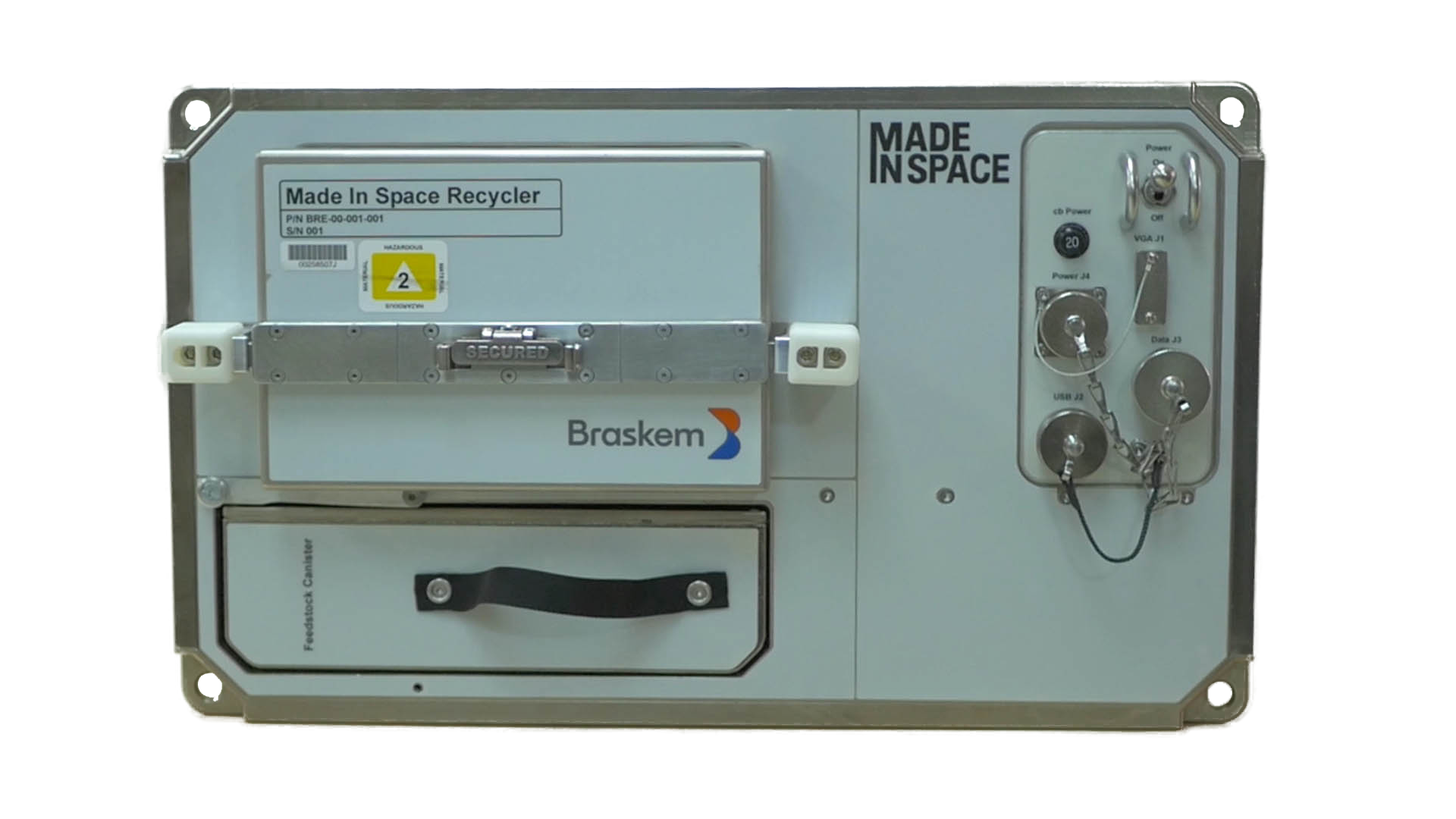 Recicladora de plástico que será usada por astronautas na Estação Espacial Internacional feita com tecnologia brasileira (Foto: Divulgação)